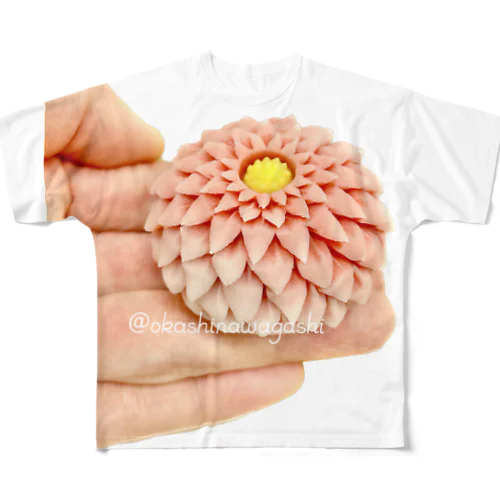 鋏菊（HASAMIGIKU）薄紅 フルグラフィックTシャツ