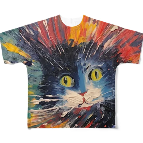 絵具【威圧猫】 フルグラフィックTシャツ