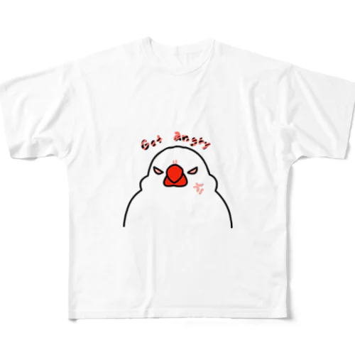 怒りの文鳥 フルグラフィックTシャツ