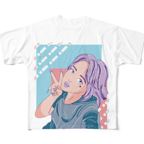 エモい自撮りギャルTシャツ All-Over Print T-Shirt