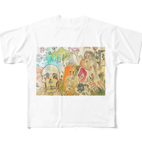 ガイコツ フルグラフィックTシャツ