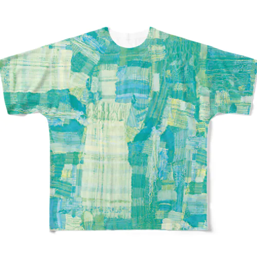 ORIコラージュPRINT -green フルグラフィックTシャツ