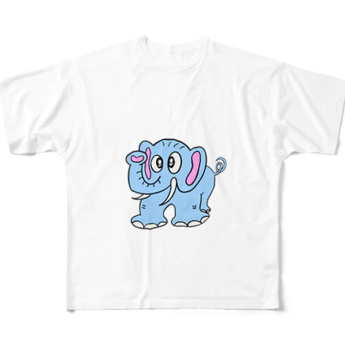 0008・青いぞうさん（じゅうにブランド） フルグラフィックTシャツ