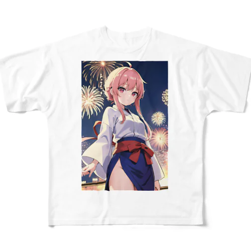 夏の女の子 フルグラフィックTシャツ