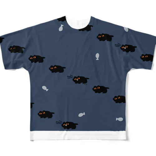 black cat*Night march* All-Over Print T-Shirt