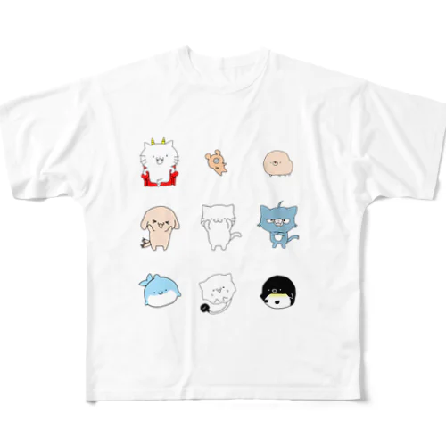 ねこのこーたろうとゆかいななかまたち All-Over Print T-Shirt