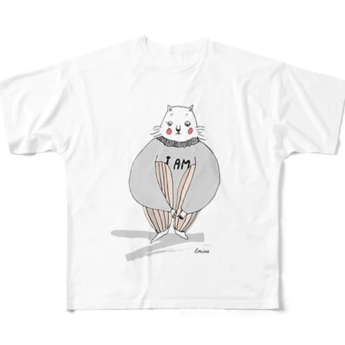 EMINA's FATTY CAT sitting ver. フルグラフィックTシャツ