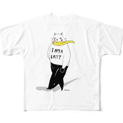 EMINAのFATTY CAT フルグラフィックTシャツ