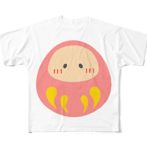 桃だるま フルグラフィックTシャツ