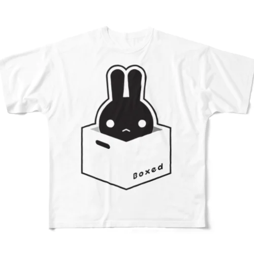 【Boxed * Rabbit】黒Ver フルグラフィックTシャツ