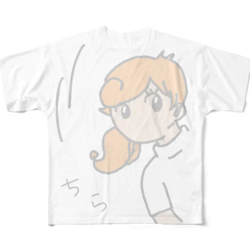 チラ見女子 フルグラフィックTシャツ