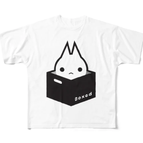 【Boxed * Cat】白Ver フルグラフィックTシャツ