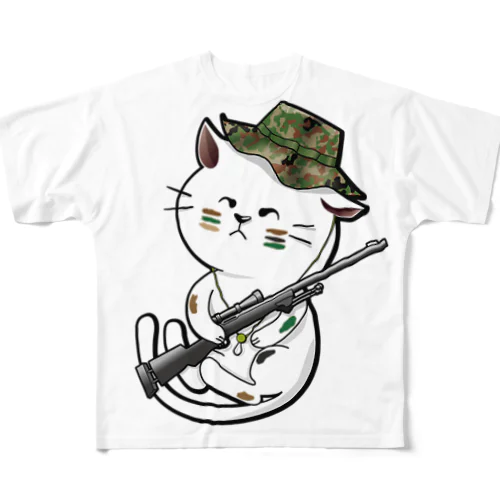 家猫スナイパー All-Over Print T-Shirt