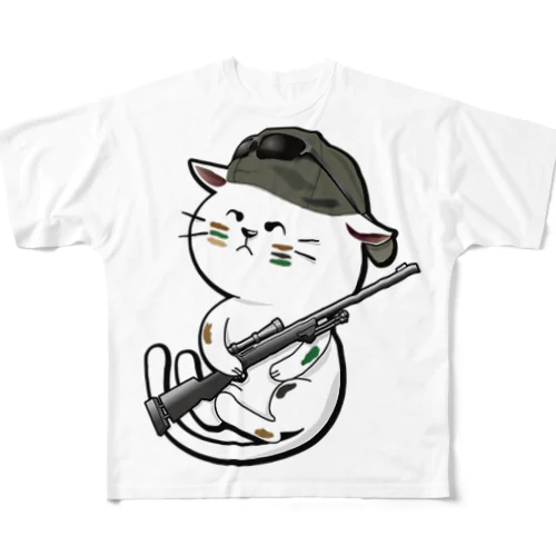 市街地戦スナイパーキャット フルグラフィックTシャツ