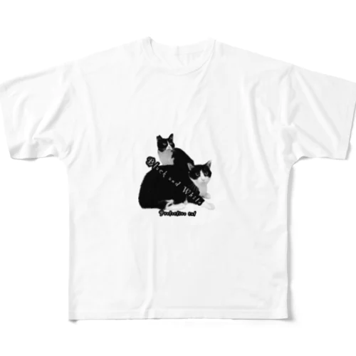 ハチワレ保護猫 フルグラフィックTシャツ