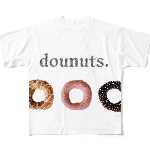 フェルトで作ったドーナツのアイテムたち フルグラフィックTシャツ