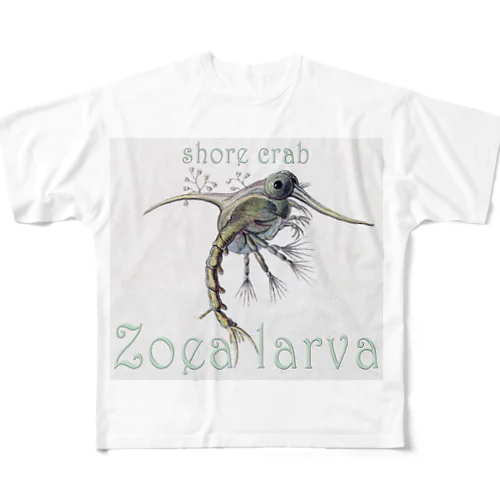 shore crab-Zoea larva「イソガニの幼生」 フルグラフィックTシャツ