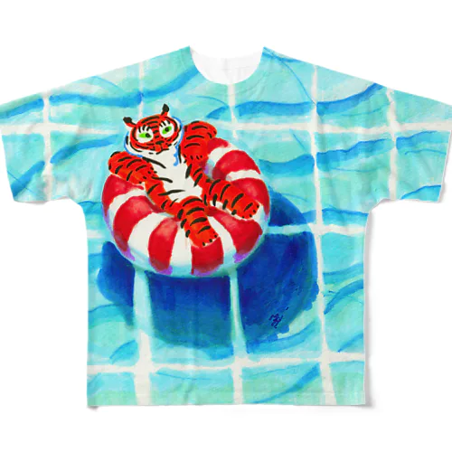 プールのトラちゃん フルグラフィックTシャツ