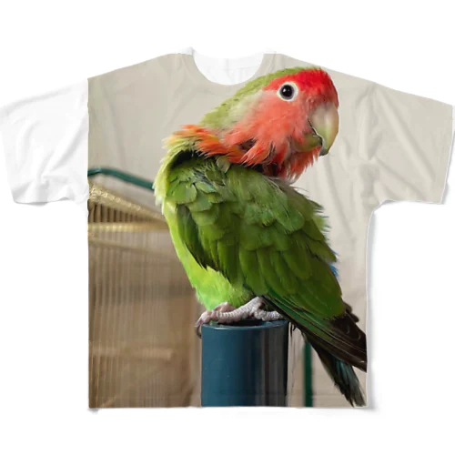 水浴び後のちゃくら # コザクラインコ All-Over Print T-Shirt