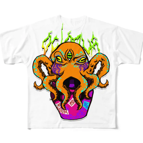 色彩暴力蛸 풀그래픽 티셔츠