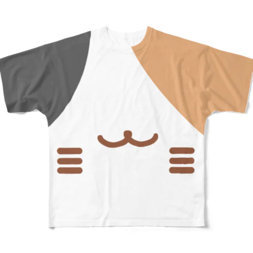 三毛猫柄Tシャツ フルグラフィックTシャツ