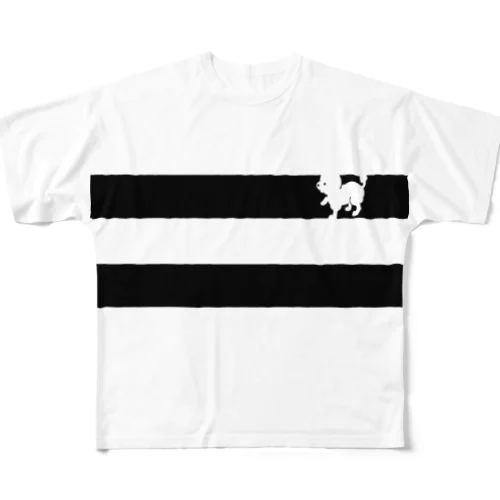 mimi　２ライン　black All-Over Print T-Shirt