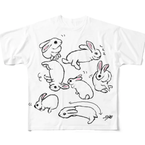 やわらかうさぎ All-Over Print T-Shirt