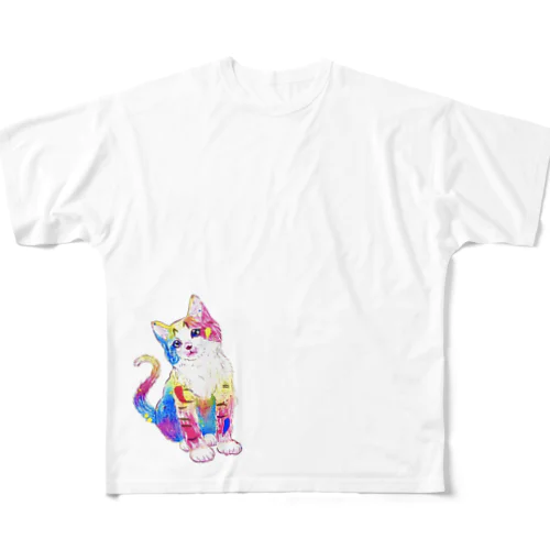 ワンポイント猫Tシャツ2 フルグラフィックTシャツ