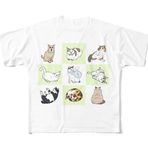 ネコちゃん 一松 ライムグリーン All-Over Print T-Shirt