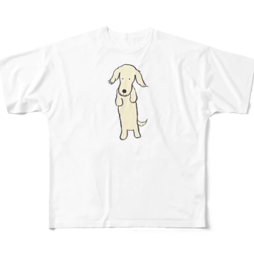 ミニチュアダックスのハニ君立ち姿カラー フルグラフィックTシャツ