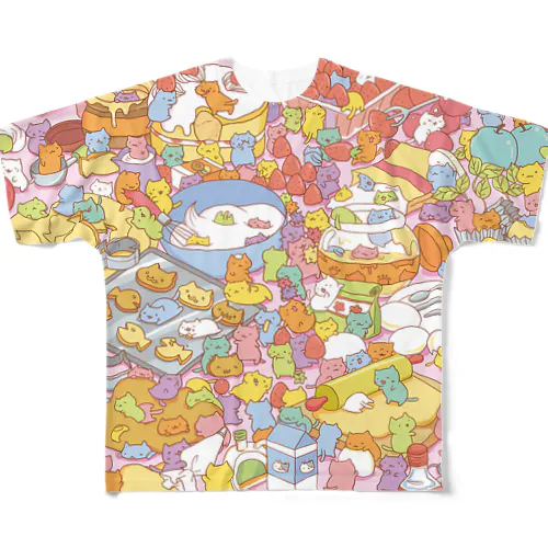 みっちりねこ　スイーツみっちみち All-Over Print T-Shirt