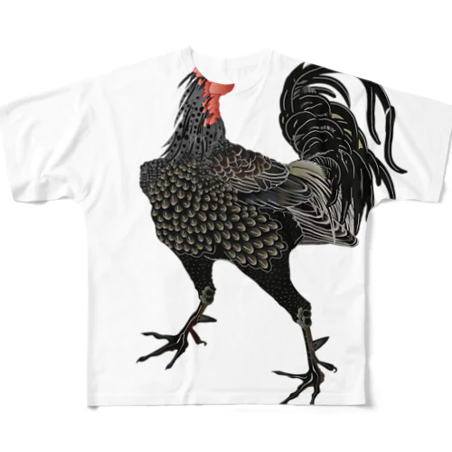 軍鶏 フルグラフィックTシャツ