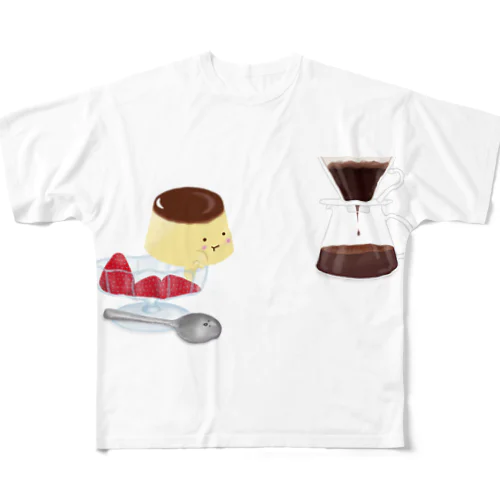 物想いプリンネ🍮☕️ フルグラフィックTシャツ