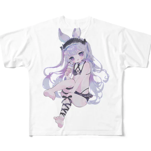 かわいい女の子 フルグラフィックTシャツ