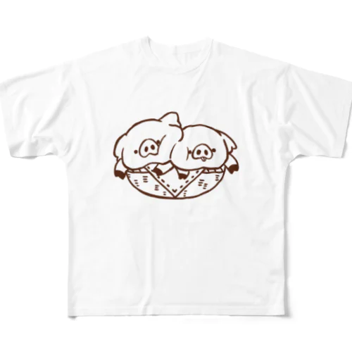 採れたて　だらけぶた All-Over Print T-Shirt