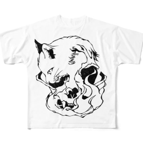 Cats And Skulls フルグラフィックTシャツ