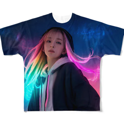 neon hair girl #1 フルグラフィックTシャツ