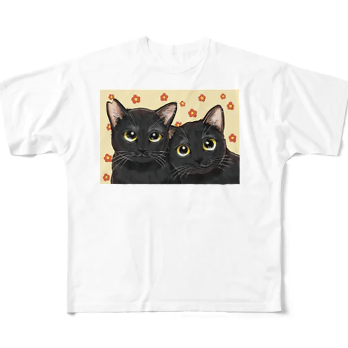 双子の黒猫 フルグラフィックTシャツ