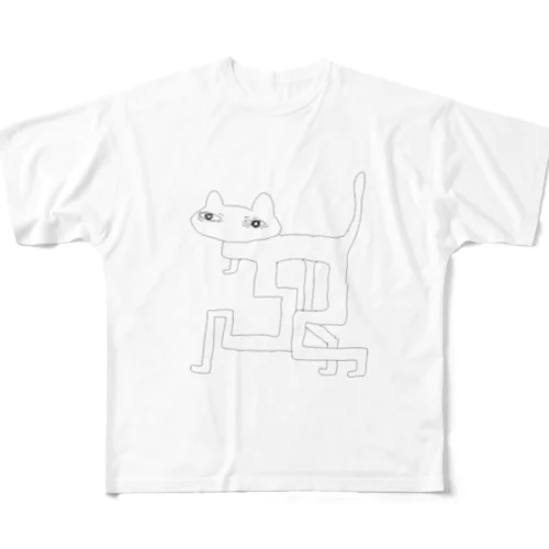 猫はじっとこっちをみている フルグラフィックTシャツ