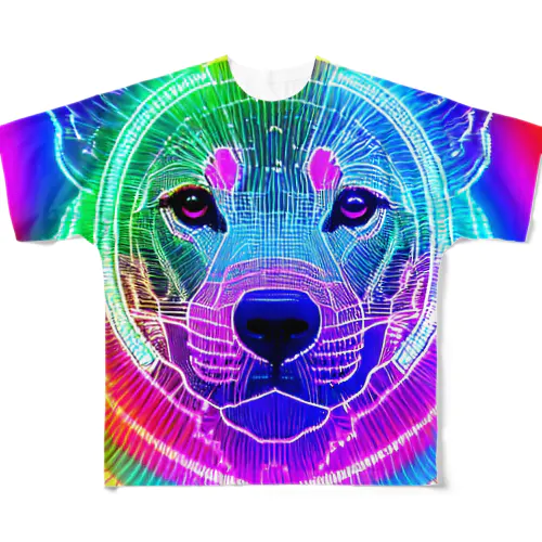 Neon dog  フルグラフィックTシャツ