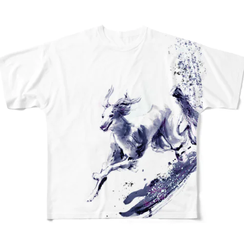 疾走する犬 All-Over Print T-Shirt