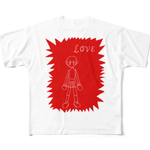 love fight フルグラフィックTシャツ