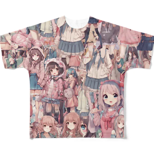 fluffy pink girls world All-Over Print T-Shirt