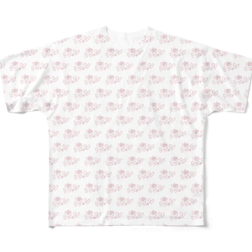 激らゔゅ/ピンク/パターンver. フルグラフィックTシャツ