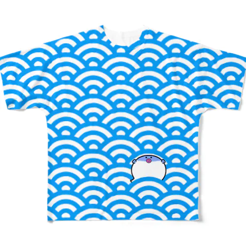青海波（せいがいは）柄＋フグくん All-Over Print T-Shirt