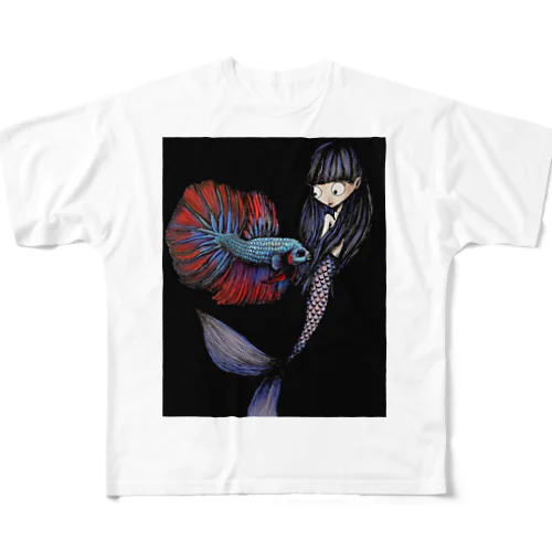 ベタと人魚 フルグラフィックTシャツ