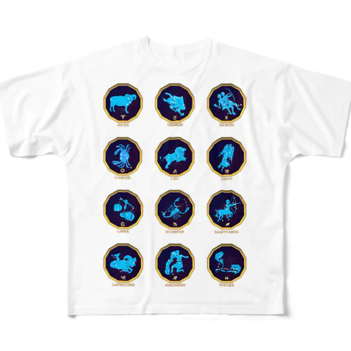 12星座一覧 フルグラフィックTシャツ