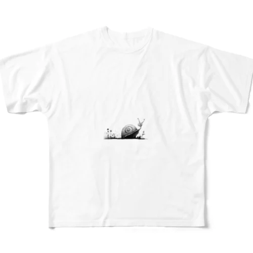 白黒カタツムリ All-Over Print T-Shirt