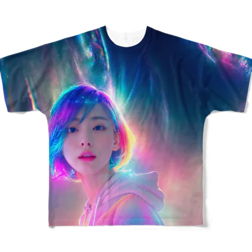 neon hair girl #15 フルグラフィックTシャツ