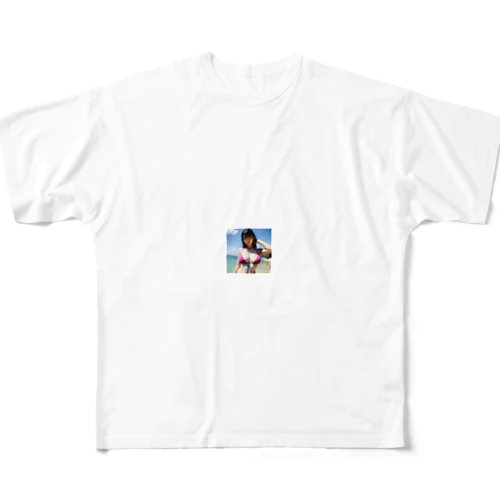 夏のビーチのハイビスカスちゃん All-Over Print T-Shirt